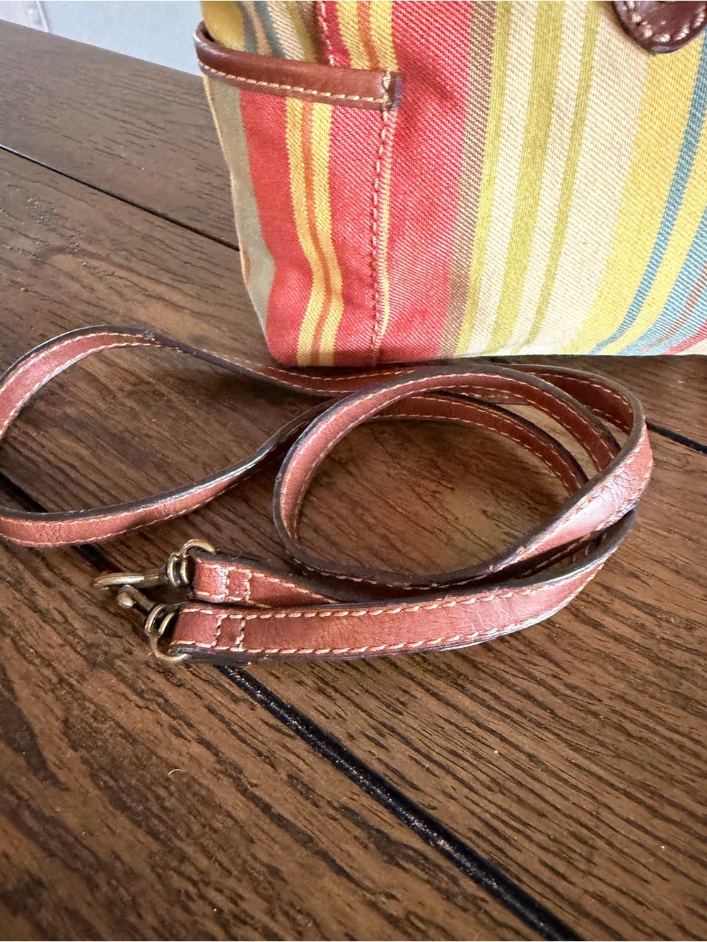 Vintage Fossil Canvas Boho Purse Multicolor Striped Bag Leather Shoulder Bag - Picture 6 of 15